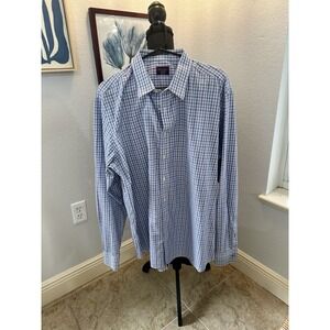 UNTUCKIT Shirt Mens 2XL Blue Check Long Sleeve Relaxed Fit Wrinkle Free